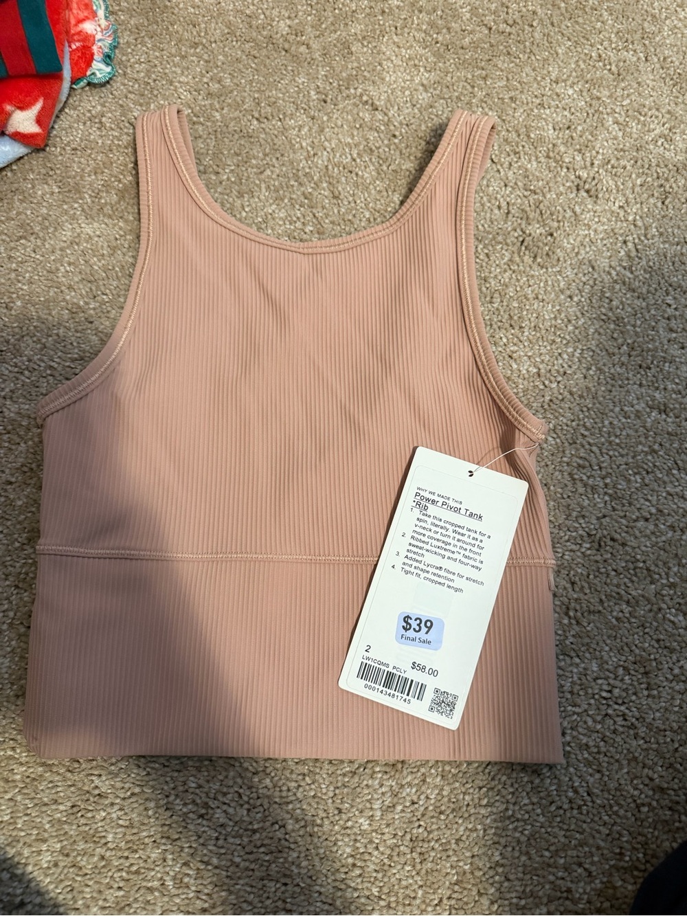 lululemon athletica Ribbed Scoop Tank - Dusty Rose Pink